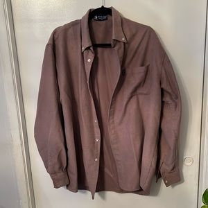 Button down polo long sleeve shirt shacket